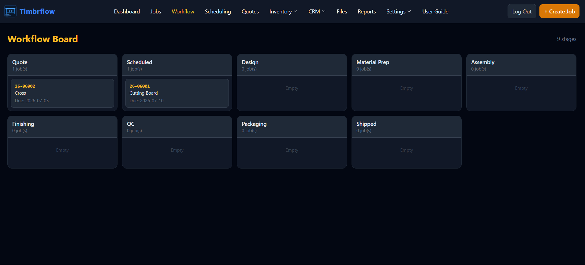 Timbrflow workflow board